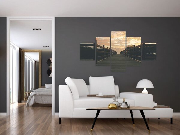 Obraz dřevěného mola nad jezerem (125x70 cm)
