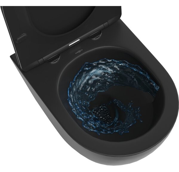 Mexen Lena, závěsná WC mísa 490x360x340 mm, Rimless Tornádo, černá matná, 3322XX85T