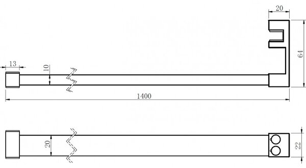 Mexen Kioto, věšák na ručníky pro sprchovou zástěnu, max. 1 140 cm, chromová, 800-06-01