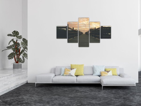 Obraz dřevěného mola nad jezerem (125x70 cm)