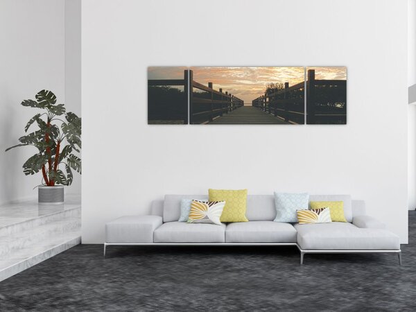 Obraz dřevěného mola nad jezerem (170x50 cm)
