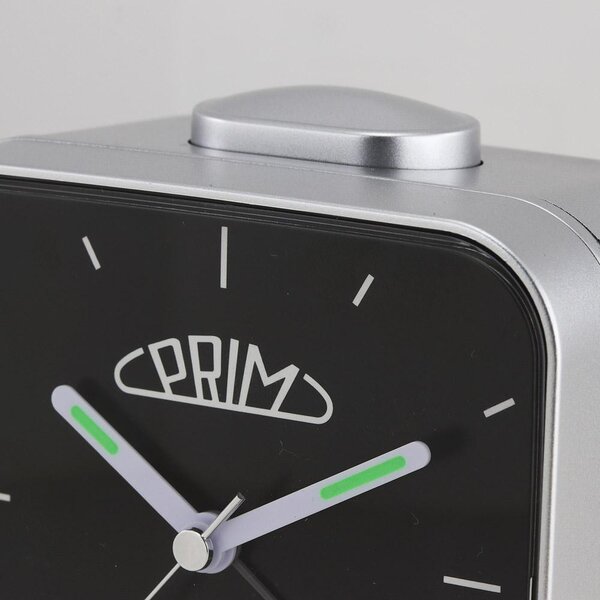 Analogový budík plastový bílý/perleťový PRIM Alarm Klasik - C01P.3795.0200.A