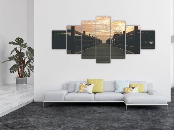 Obraz dřevěného mola nad jezerem (210x100 cm)
