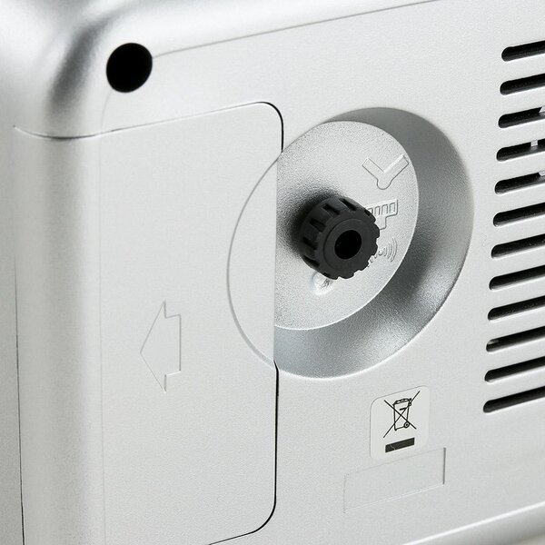 Analogový budík plastový bílý/perleťový PRIM Alarm Klasik - C01P.3795.0200.A