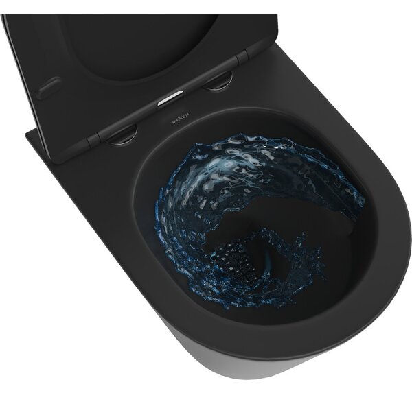 Mexen Rico, závěsná WC mísa 490x360x370 mm, Rimless Tornádo, černá matná, 3372XX85T