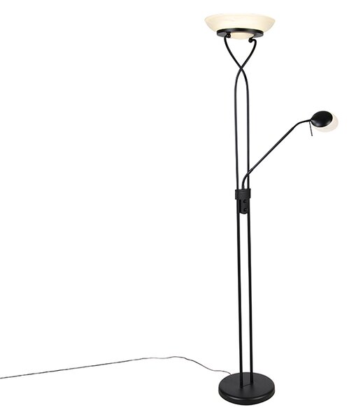 Stojací lampa černá včetně LED a stmívače s lampičkou na čtení stmívat do tepla - Empoli