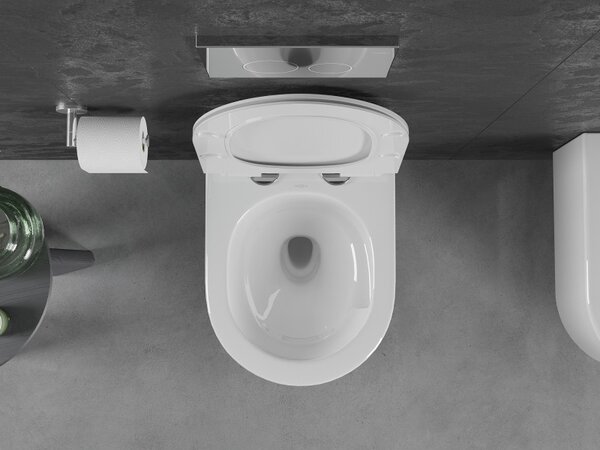 Mexen Sofia, závěsná WC mísa 490x360x355 mm, Rimless Tornádo + WC sedátko z duroplastu, bílá lesklá, 30540100T