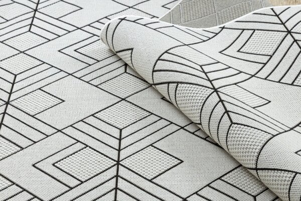 Koberec šňůrkový SIZAL FLAT 48731960 čtverce, geometrický - krém / šedý
