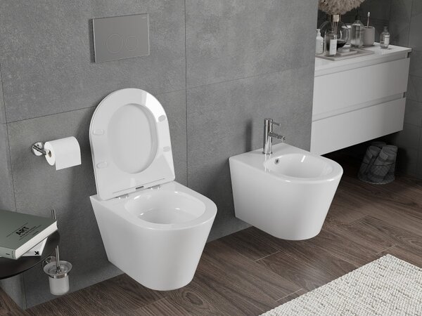Mexen Rico, závěsná WC mísa 490x360x370 mm, Rimless Tornádo, bílá lesklá, 3372XX00T