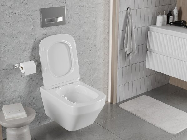 Mexen Riva, závěsná WC mísa 555x370x335 mm, Rimless Tornádo, bílá lesklá, 3363XX00T