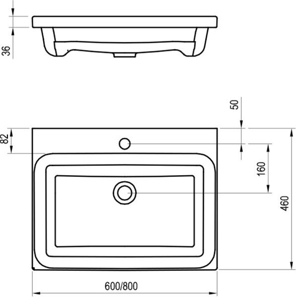 Ravak Comfort umyvadlo 60x46 cm obdélníkový nábytkový bílá lesk XJX01260001