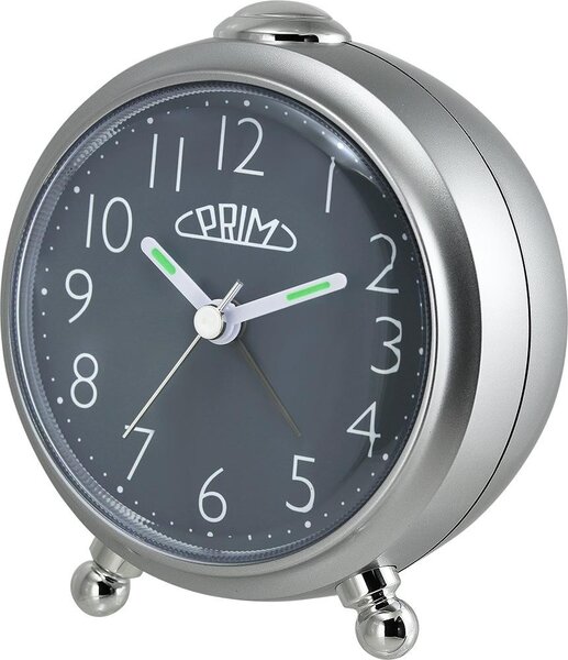 Analogový budík plastový stříbrný/šedý PRIM Alarm Simply - C01P.3796.7092.A
