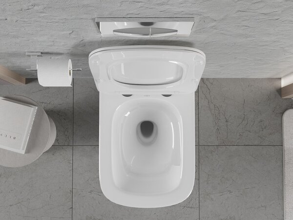 Mexen Riva, závěsná WC mísa 555x370x335 mm, Rimless Tornádo, bílá lesklá, 3363XX00T
