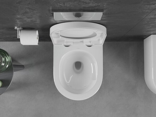 Mexen Sofia, závěsná WC mísa 490x360x355 mm, Rimless Tornádo + WC sedátko z duroplastu, bílá lesklá, 30540200T
