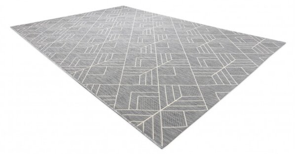 Koberec šňůrkový SIZAL FLAT 48731637 čtverce, Romby, geometrický - šedý / krém