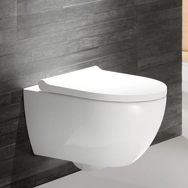 Geberit Acanto wc mísa se sedátkem s pomalým sklápěním závěsná bez splachovacího kruhu s vírovým splachováním bílá lesk 502.774.00.1