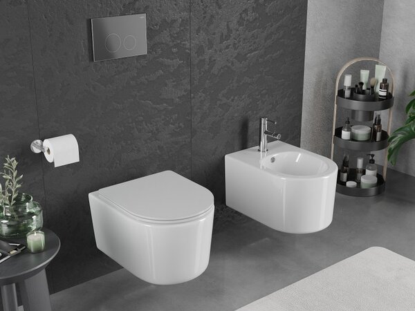 Mexen Sofia, závěsná WC mísa 490x360x355 mm, Rimless Tornádo, bílá lesklá, 3354XX00T