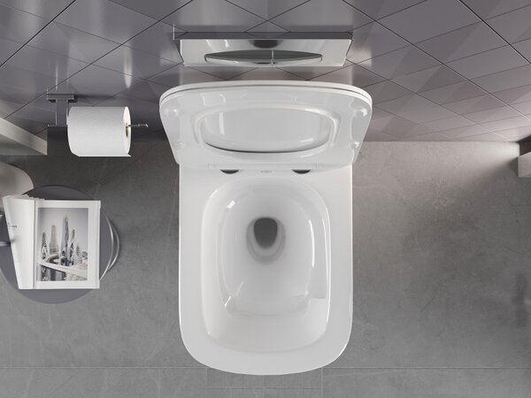 Mexen Timo, závěsná WC mísa 555x370x335 mm, Rimless Tornádo, bílá lesklá, 3365XX00T
