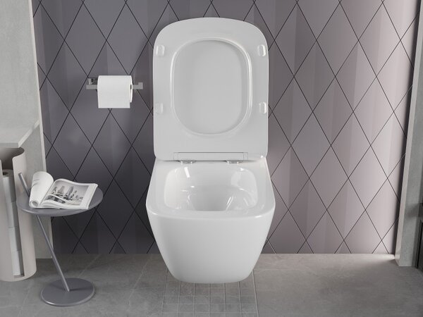 Mexen Timo, závěsná WC mísa 555x370x335 mm, Rimless Tornádo, bílá lesklá, 3365XX00T