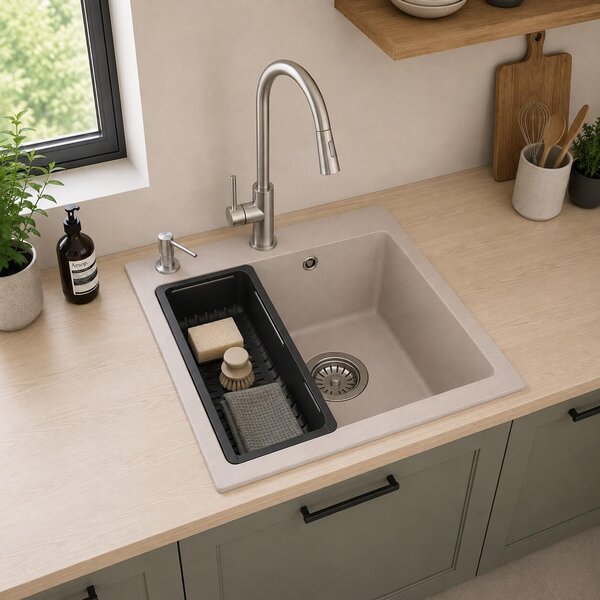 Ruvetti Frigo dřez s baterií a příslušenstvím béžová/ocel LP_3200-FR4945BE_W