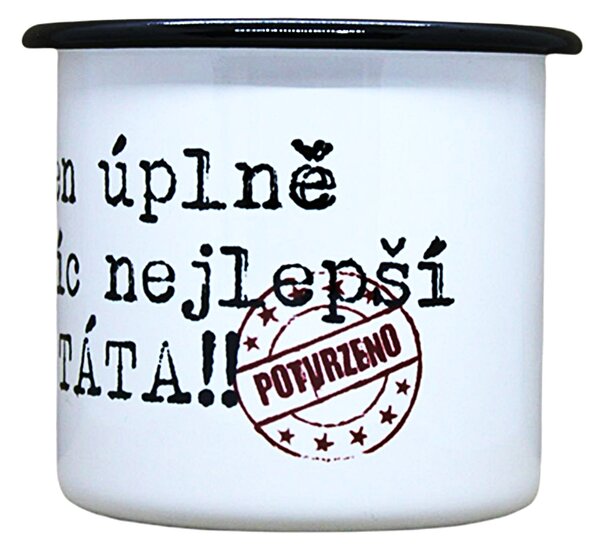 Smaltovaný hrnek plecháček s potiskem nejlepší táta, 330 ml