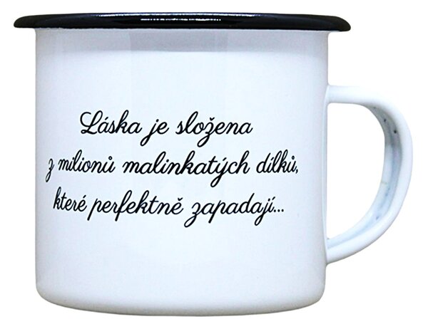 Smaltovaný hrnek plecháček s potiskem z lásky L208, 330 ml