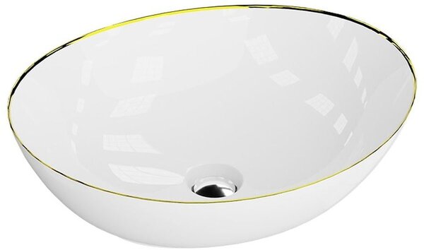 LaVita Fresa umyvadlo 41.5x34 cm oválné na pult bílá-zlatá 5900378334378