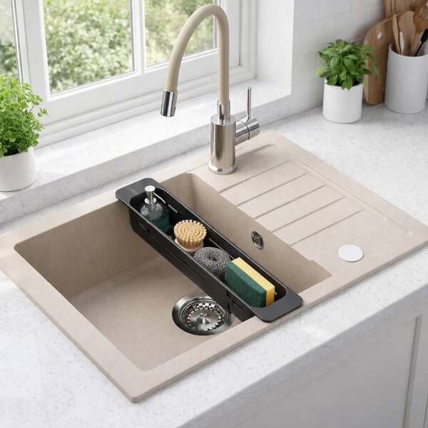 Ruvetti Natu Compact dřez s baterií a příslušenstvím béžová/ocel LP_3200-NC6244BE_W