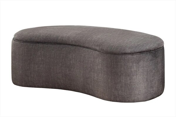 Moderní designová lavice Magritte organického oválného tvaru s úložným prostorem a šedým sametovým potahem 120 cm