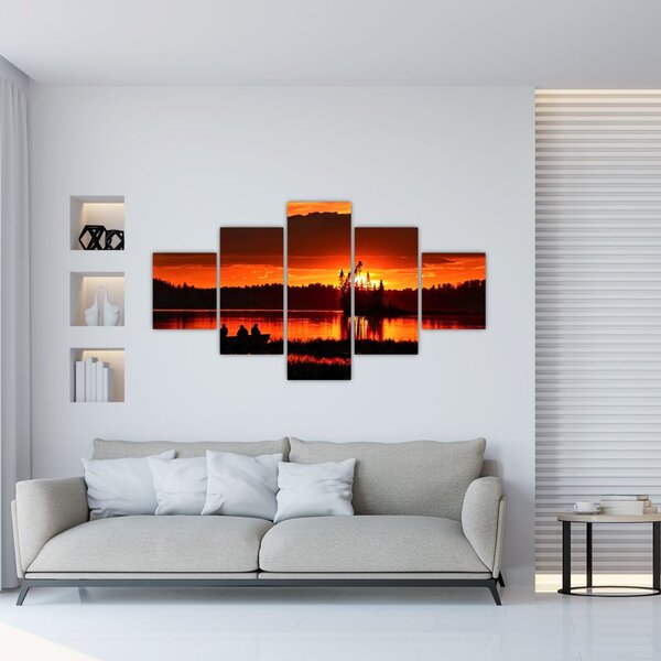 Obraz - Rybáři na jezeře (125x70 cm)