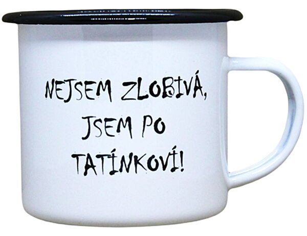 Smaltovaný hrnek plecháček s potiskem s liškou, 330 ml