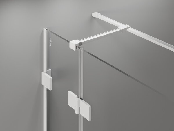 Mexen Lunar T, sklápěcí sprchový kout levý 110 x 110 cm, 8mm čiré sklo, bílý profil, 834T-110-110-20-00-L