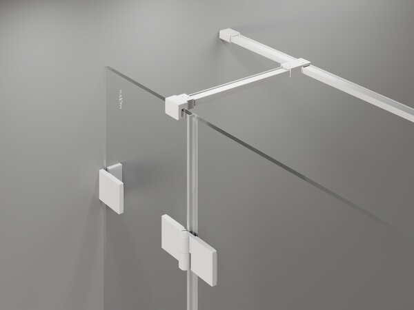 Mexen Lunar T, sklápěcí sprchový kout levý 110 x 110 cm, 8mm čiré sklo, bílý profil, 834T-110-110-20-00-L