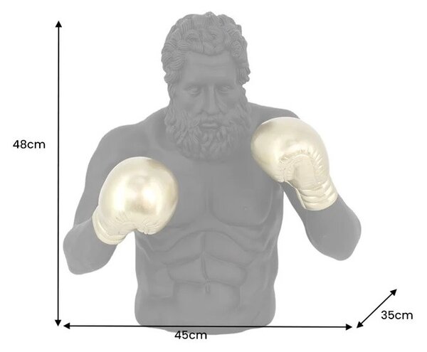 Moderní designová socha Zeus s motivem černé antické figury se zlatými boxovacími rukavicemi v pop art stylu 48 cm