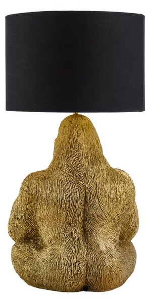 Designová glamour stolní lampa Tierra Glam se zlatou podstavou v podobě sochy sedící opice s černým stínítkem 54 cm
