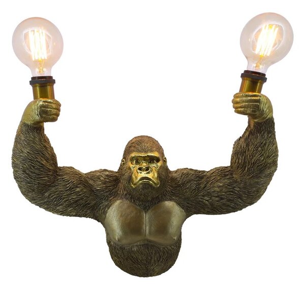 Designová glamour nástěnná lampa Tierra Glam s designem opice se dvěma žárovkami ve zlaté barvě 50 cm