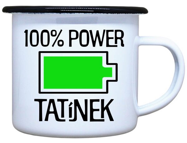 Smaltovaný plecháček s potiskem 100% Tatínek, 330 ml
