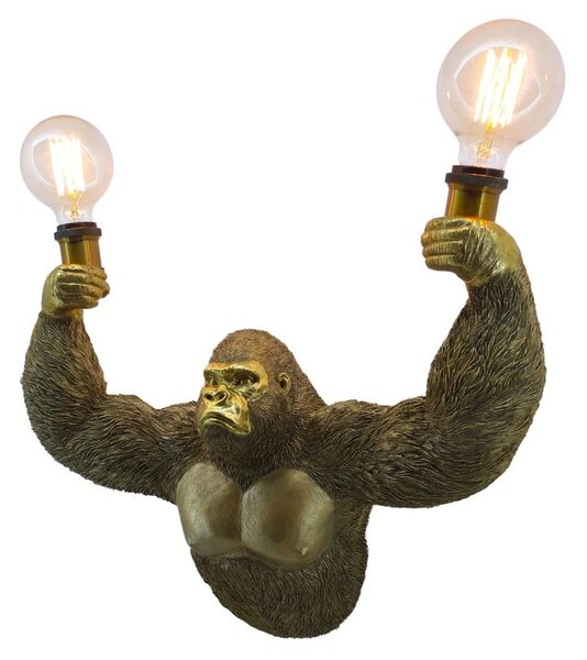 Designová glamour nástěnná lampa Tierra Glam s designem opice se dvěma žárovkami ve zlaté barvě 50 cm