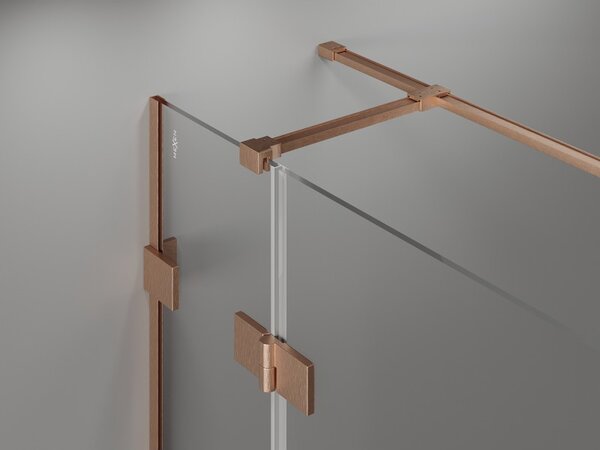 Mexen Lunar T, sklápěcí sprchový kout levý 110 x 110 cm, 8mm čiré sklo, profil měděná matná, 834T-110-110-65-00-L