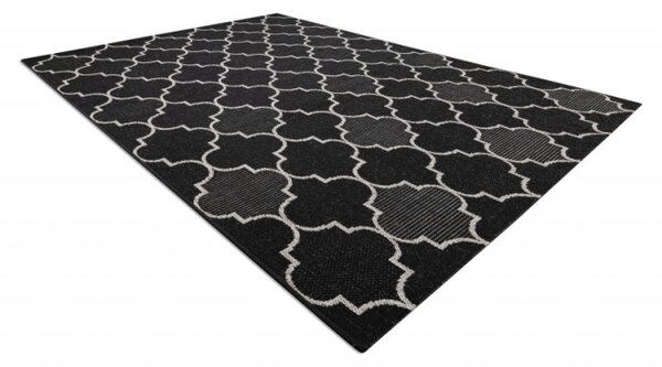 Koberec SIZAL FLOORLUX 20607 marokánský, Trellis - černý, stříbrný