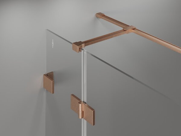 Mexen Lunar T, sklápěcí sprchový kout levý 110 x 110 cm, 8mm čiré sklo, profil měděná matná, 834T-110-110-65-00-L