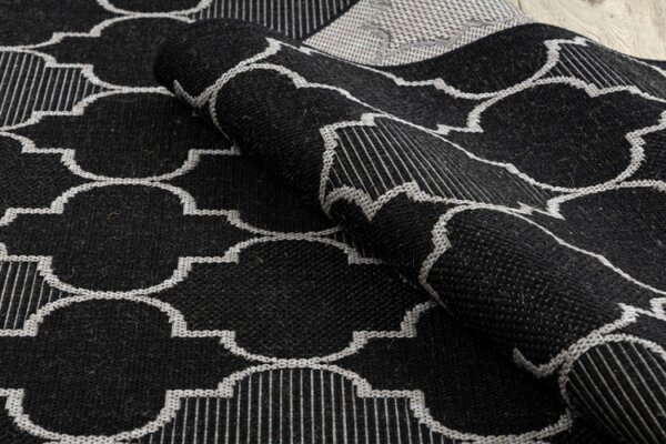 Koberec SIZAL FLOORLUX 20607 marokánský, Trellis - černý, stříbrný