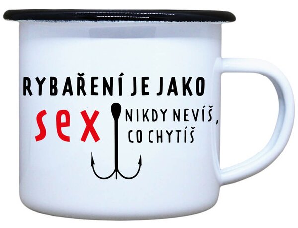 Vtipný plecháček s potiskem Rybaření Objem: 330 ml