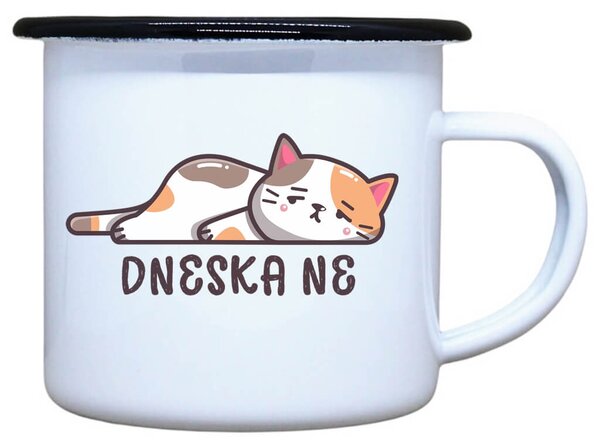 Smaltovaný plecháček s potiskem Dneska ne Objem: 330 ml
