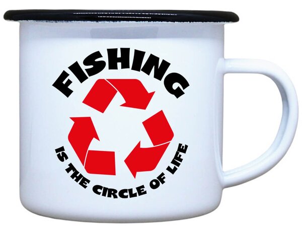 Smaltovaný plecháček s potiskem Fishing Objem: 330 ml