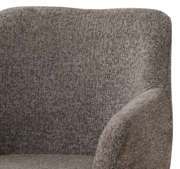 Moderní art deco otočná jídelní židle Sonu s mohutnou nohou a celoplošným potahem v hnědošedém odstínu taupe 62 cm