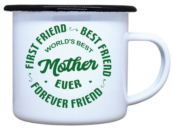 Smaltovaný plecháček s potiskem Mother ever Objem: 330 ml