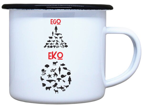 Smaltovaný plecháček s potiskem EGO EKO Objem: 330 ml