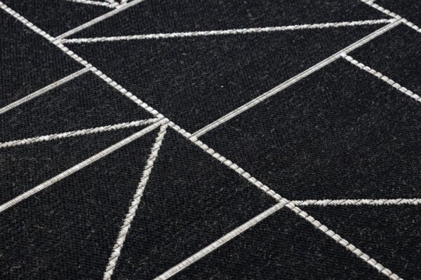 Koberec SIZAL FLOORLUX 20605 geometrický - černý / stříbrný