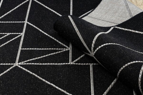 Koberec SIZAL FLOORLUX 20605 geometrický - černý / stříbrný